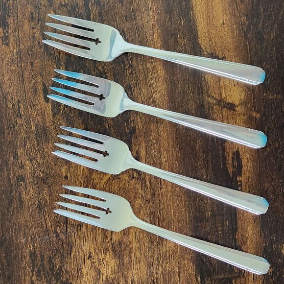 Oneida ELAINE Salad Fork Set 4 Flatware Silverware Silver Plate Cutlery Vintage - Picture 2 of 7